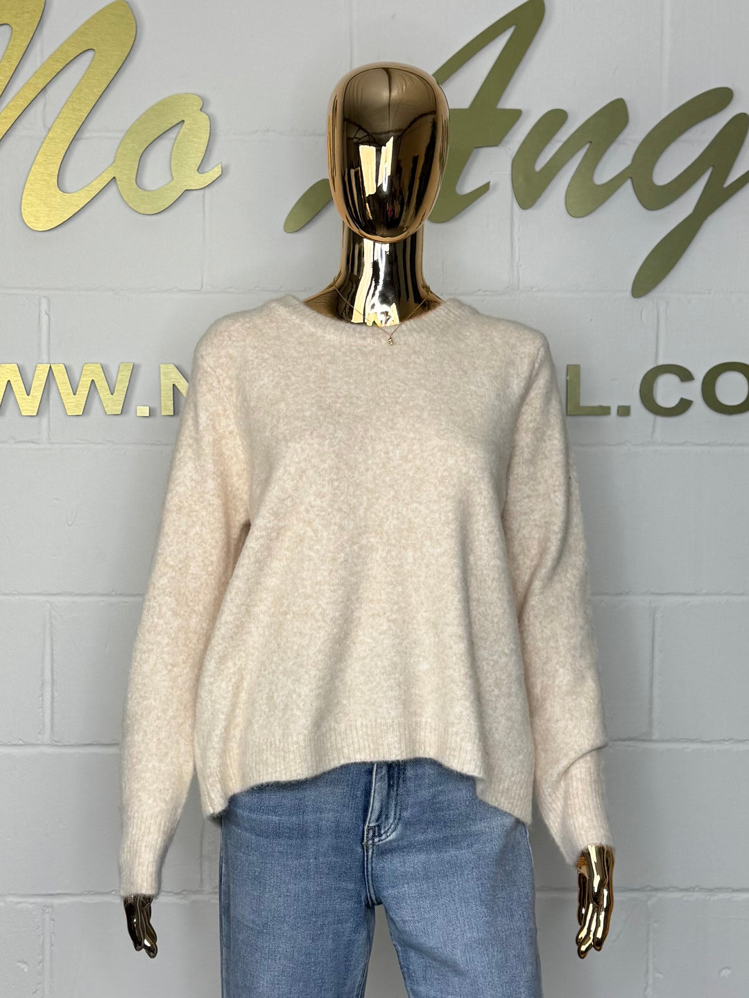 Cream Soft Knit Bow Back Jumper