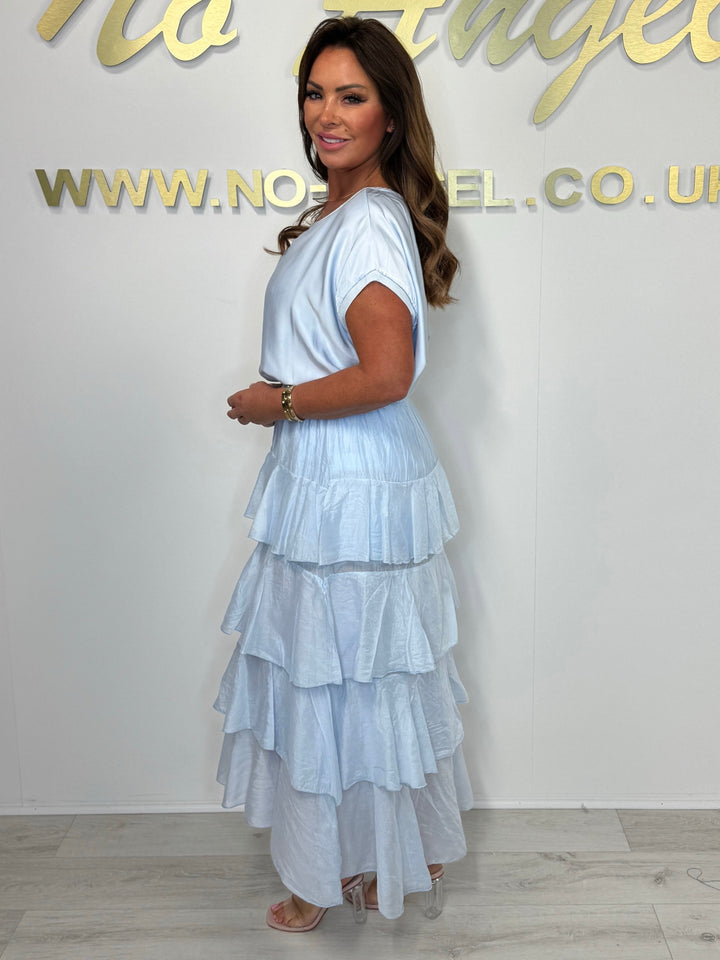 Satin Top & Ruffle Maxi Skirt Co-Ord (3 Colours)
