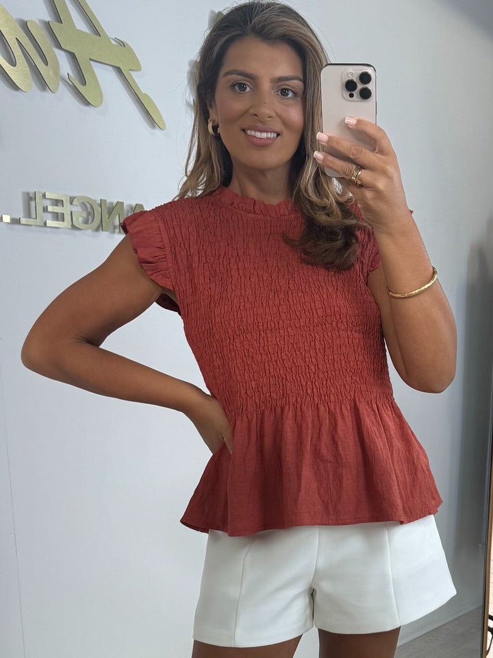 Smocked Peplum Ruffle Top (6 Colours)