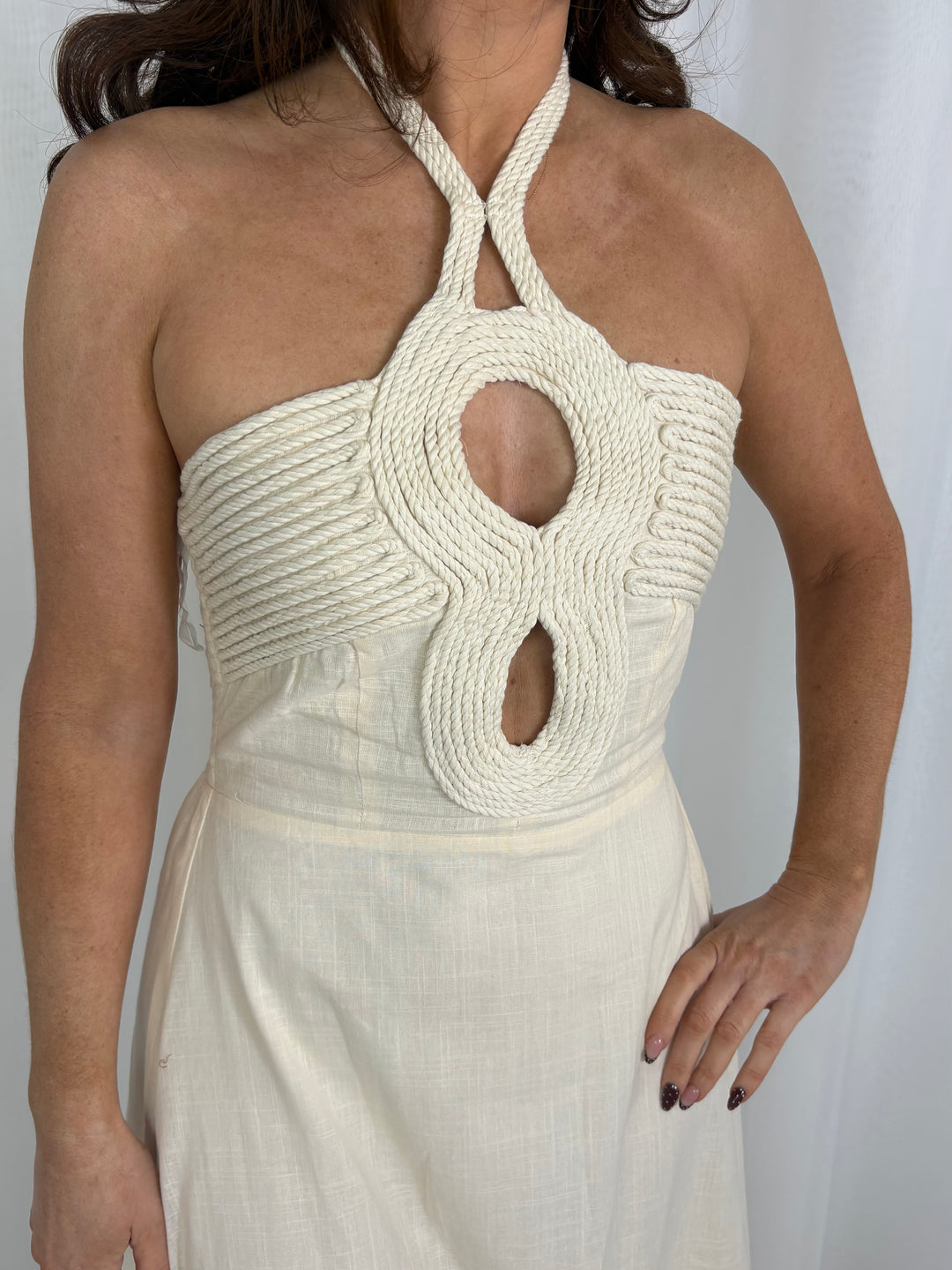 Halter Neck Cut Out Rope Detail Dress