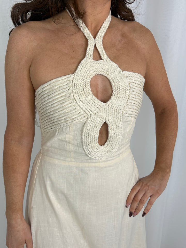 Halter Neck Cut Out Rope Detail Dress