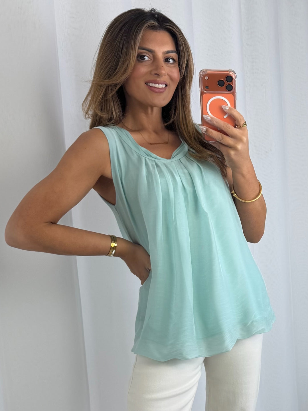 Balloon Style Silk Mix Vest Top (5 Colours)