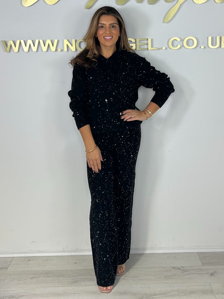 Thick Knit Scattered Sequin Hooded Trouser Co-Ord (3 Colours)