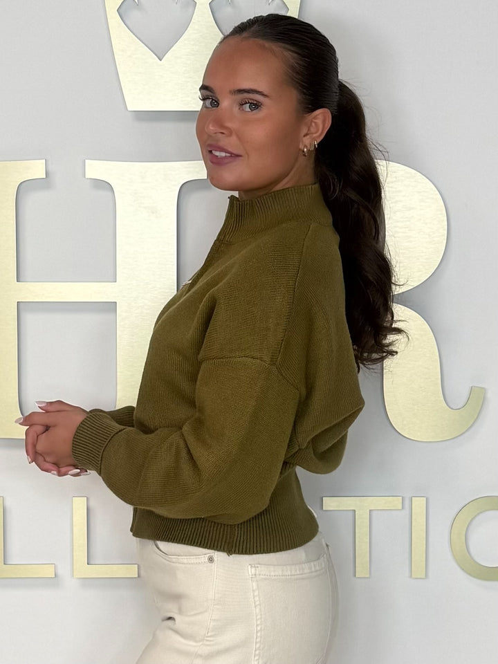 Funnel Neck Double Zip Knit Cardigan (3 Colours)