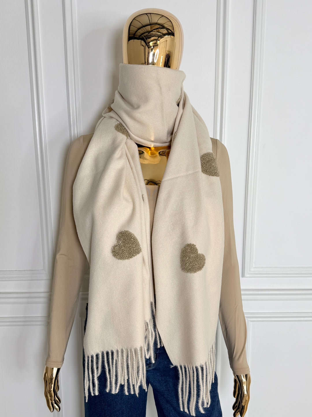 Heart Fleck Tassel Scarf