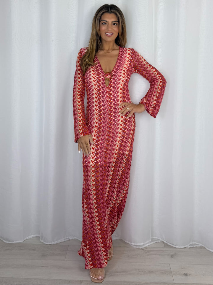 ZigZag V-Neck Buckle Maxi Dress (4 Colours)