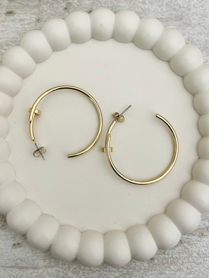 Gold Screw Hoop Earrings