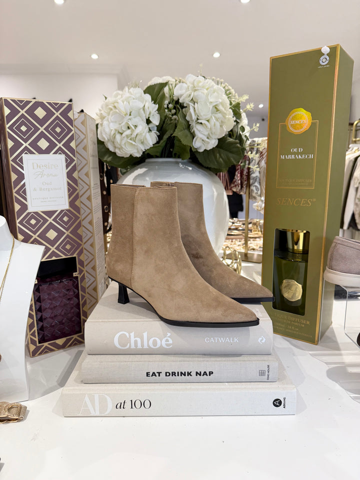 Suedette Ankle Kitten Heel Boot (2 Colours)