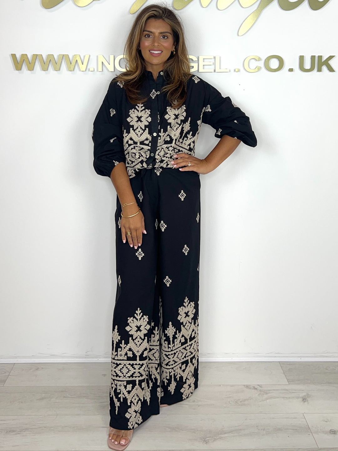Embroidered Aztec Print Shirt & Trouser Co-ord (2 Colours)