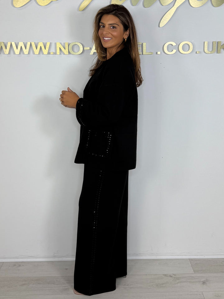 Luxury Collared Studded Cardigan & Matching Trouser Co-ord (2 Colours)