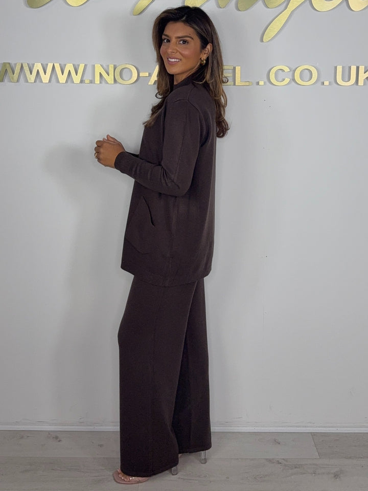 Turtle Neck Asymmetric Pocket Soft Knit Trouser co-ord (2 Colours)