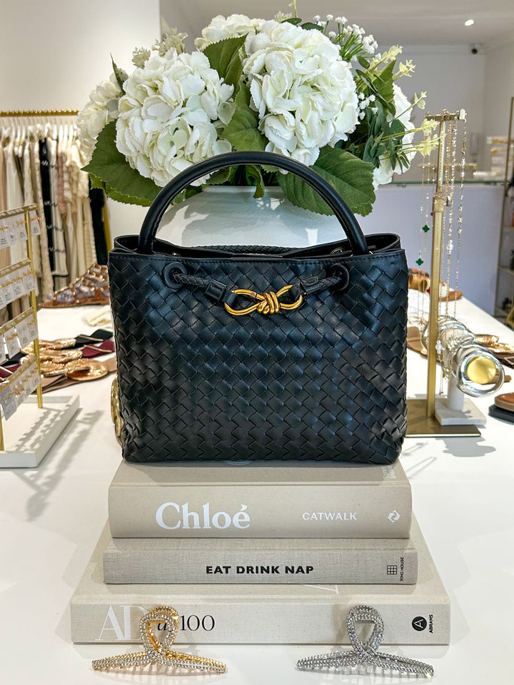 Woven Gold Infinity Detail Designer Style Handbag (10 Colours)