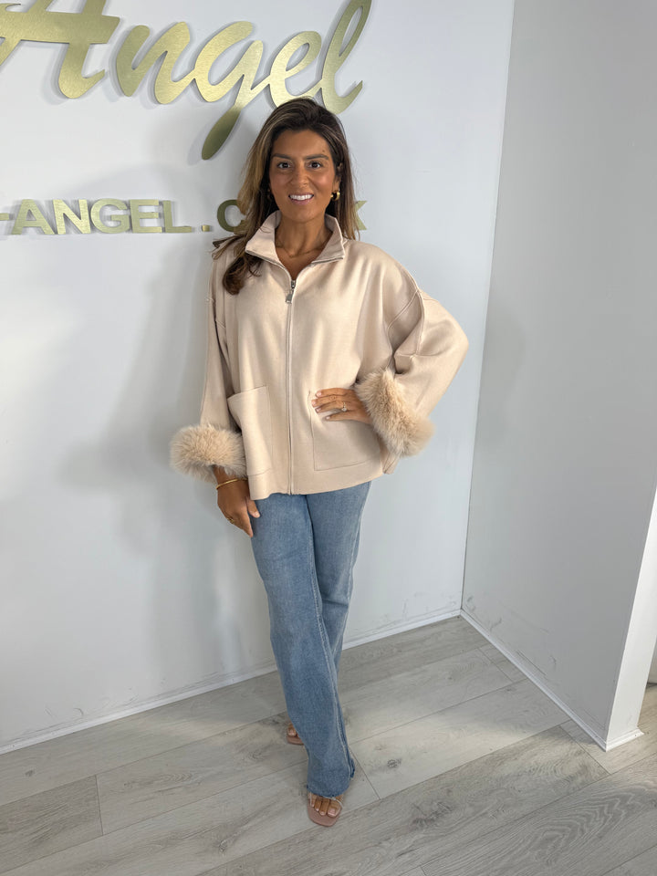 Flat Knit Zip Up Faux Cuff Trim Cardigan (6 Colours)