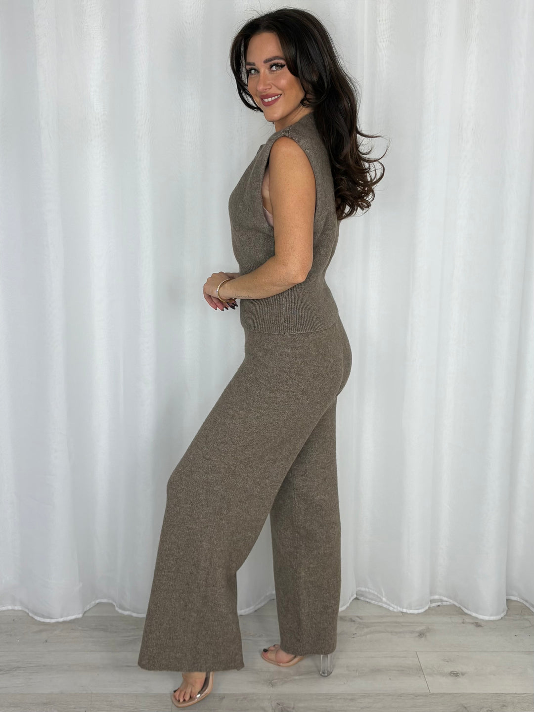 Soft Knit Sleeveless Wide Leg Trouser Co-Ord (2 Colours)