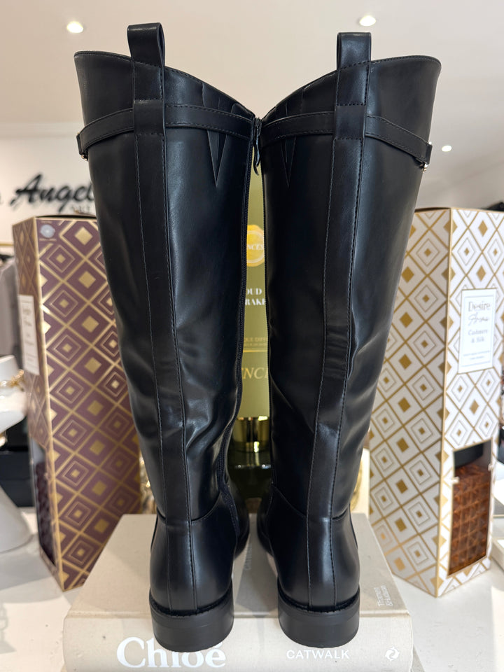 High Gold Buckle Knee High Boots