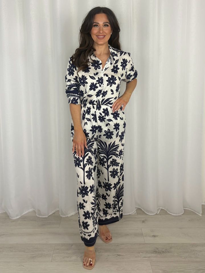 Floral Print Button Up Shirt & Trouser Co-Ord (6 Colours)