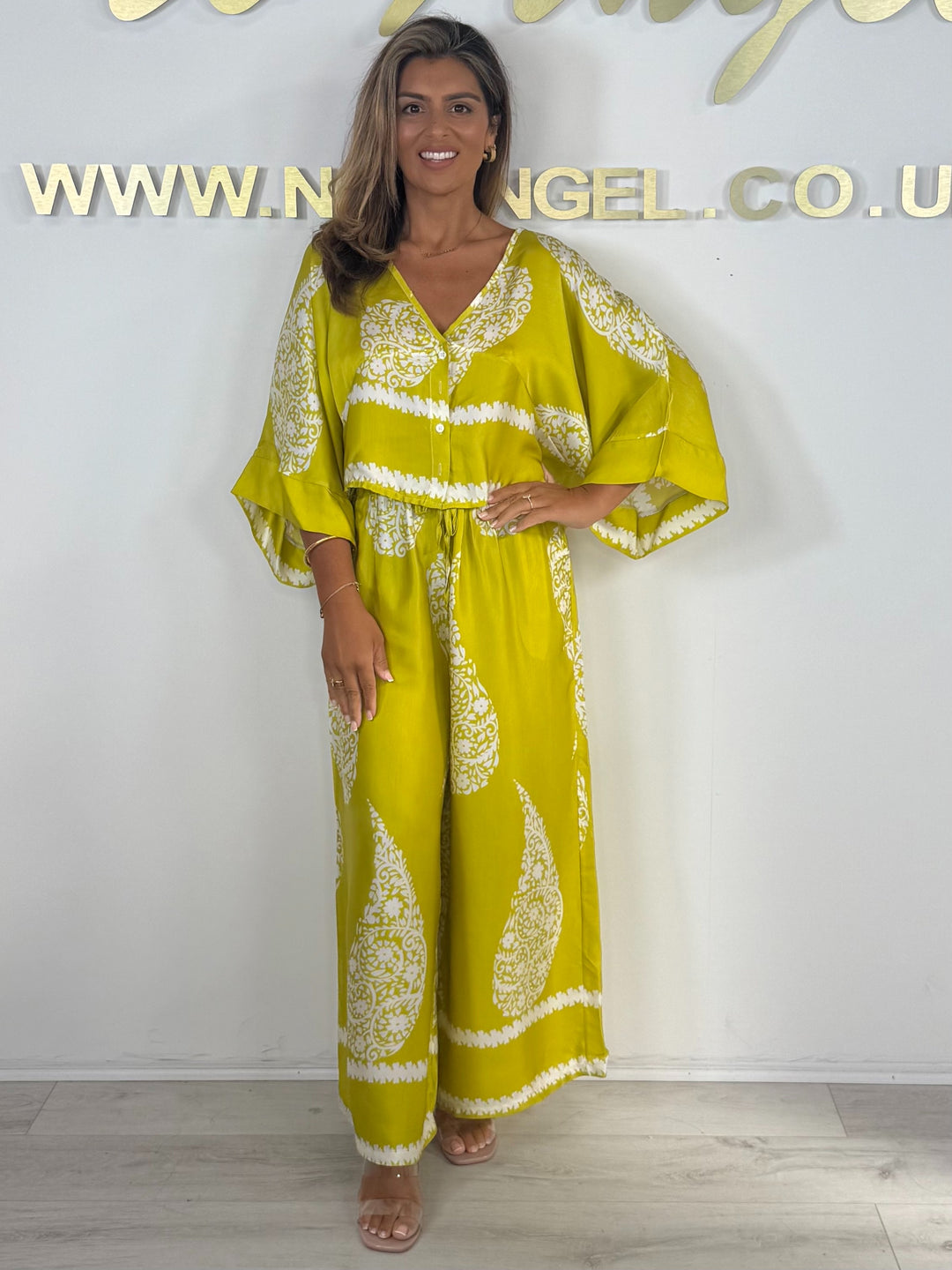 Paisley V-Neck Button Up Cardigan & Floaty Trouser Co-ord (4 Colours)
