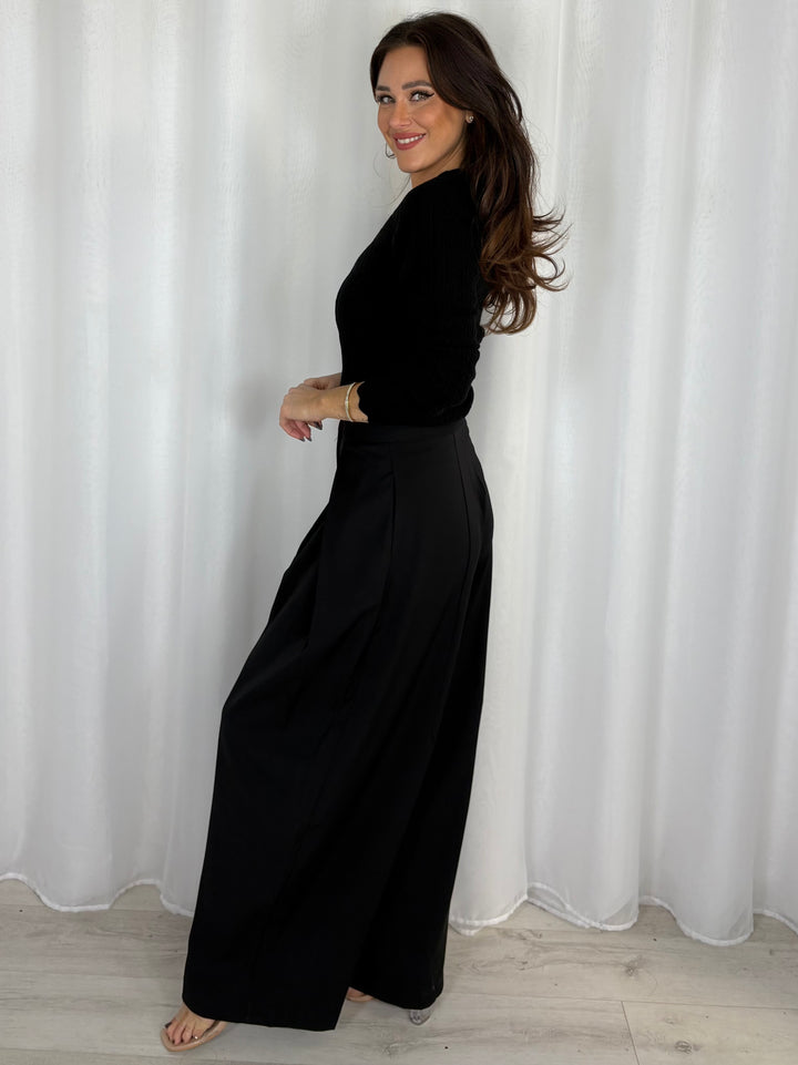 High Waisted Pleated Barrel Leg Trousers (3 Colours)