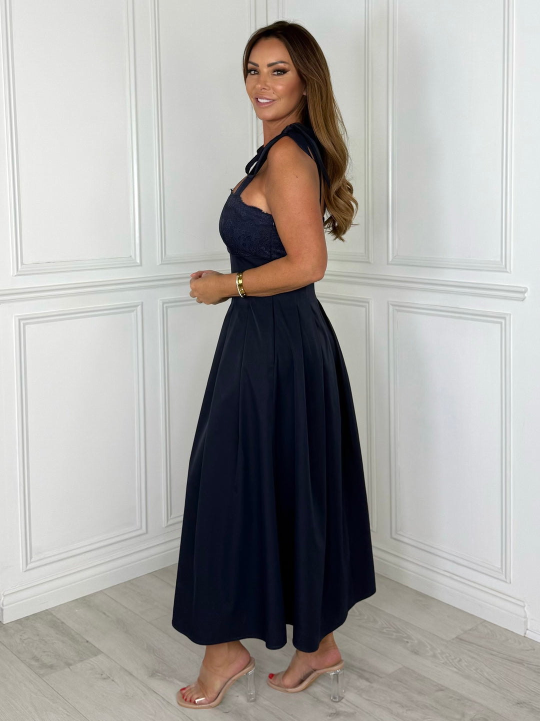 riviera lace midi dress Riviera Floral Lace Midi Dress - Geranium Geranium