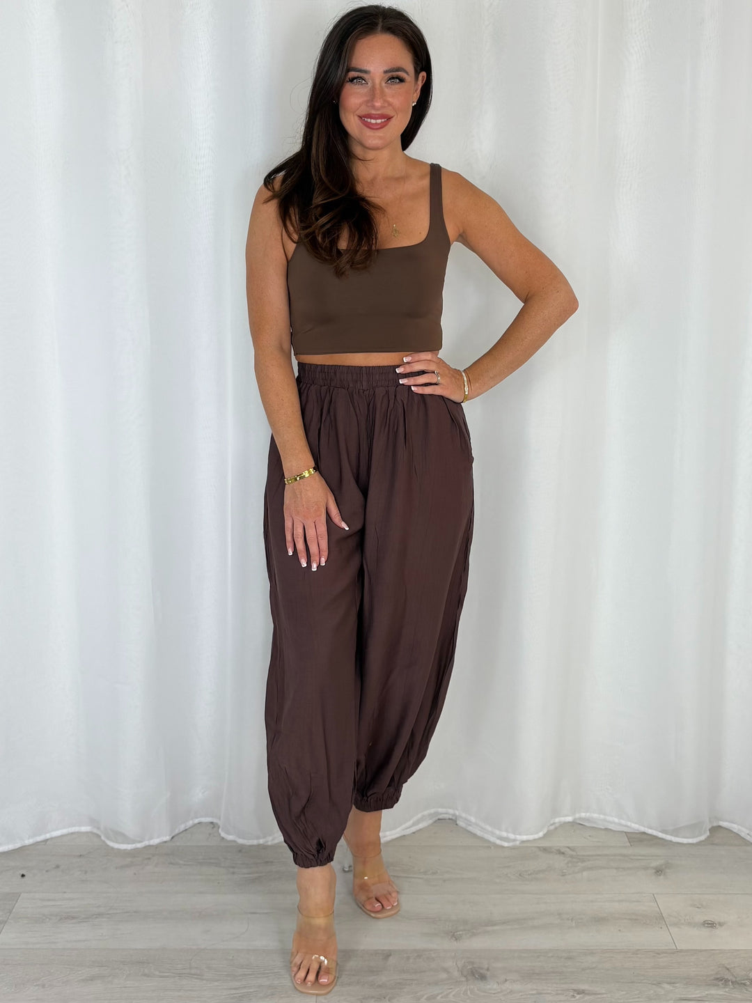 Crinkle Fabric Hareem Trousers (2 Colours)