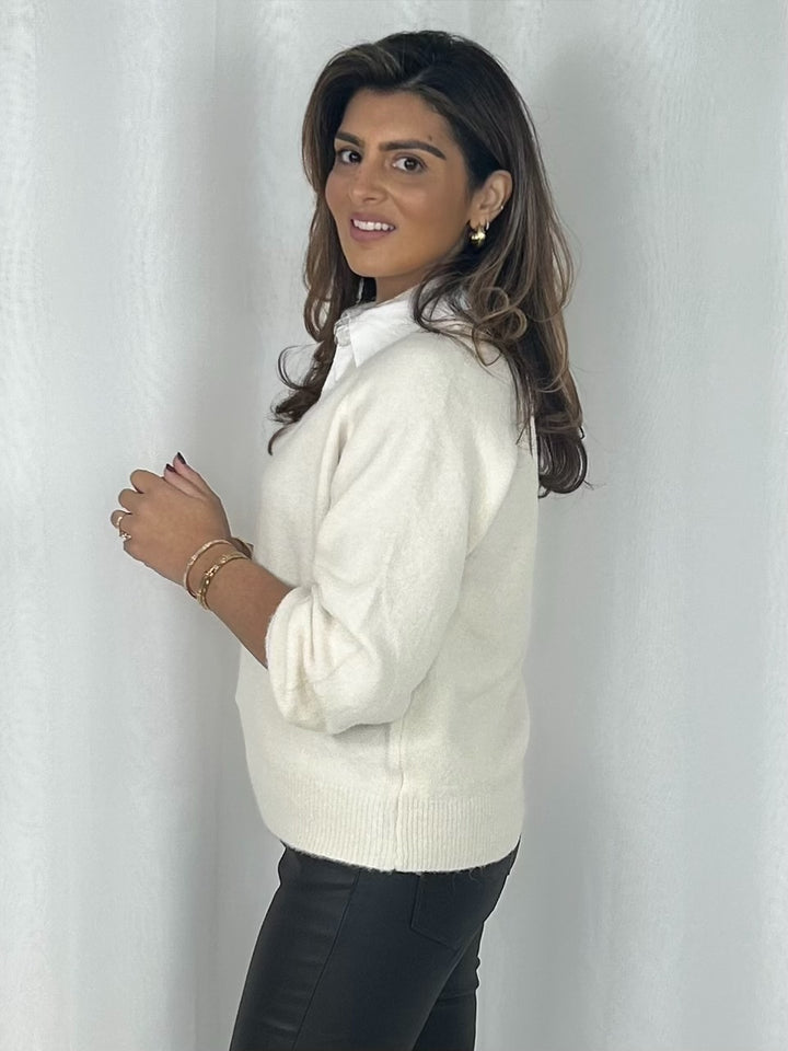 Collared Undershirt V-Neck Jumper (2 Colours)