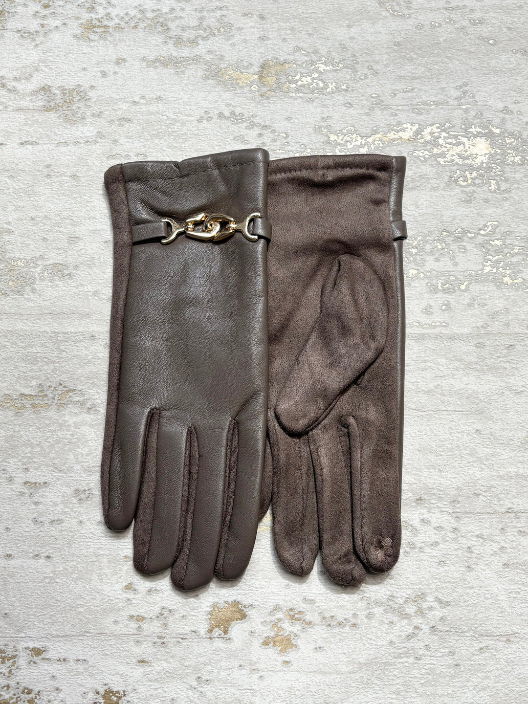Plain Faux Leather Gold Buckle Glove (5 Colours)