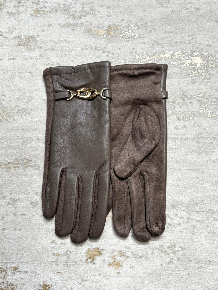 Plain Faux Leather Gold Buckle Glove (5 Colours)