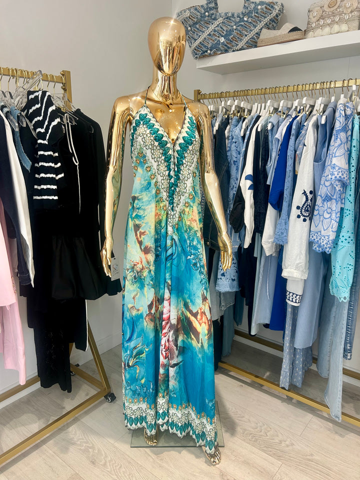V-Neck Low Back Jewelled Detail Maxi Dress (2 Colours)