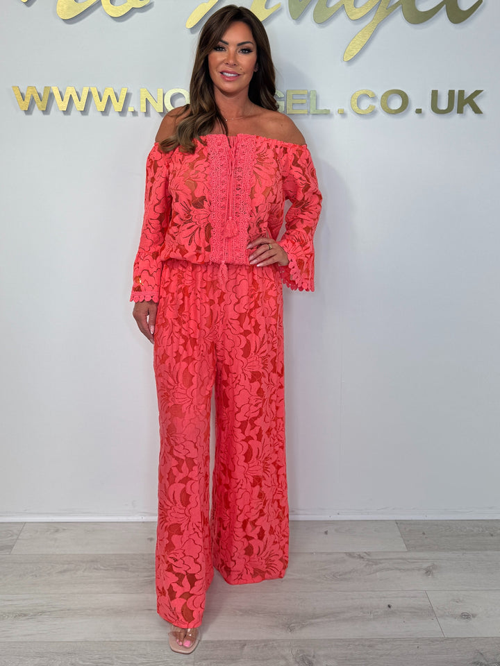 Lace Bardot Elasticated Waist Jumpsuit (5 Colours)
