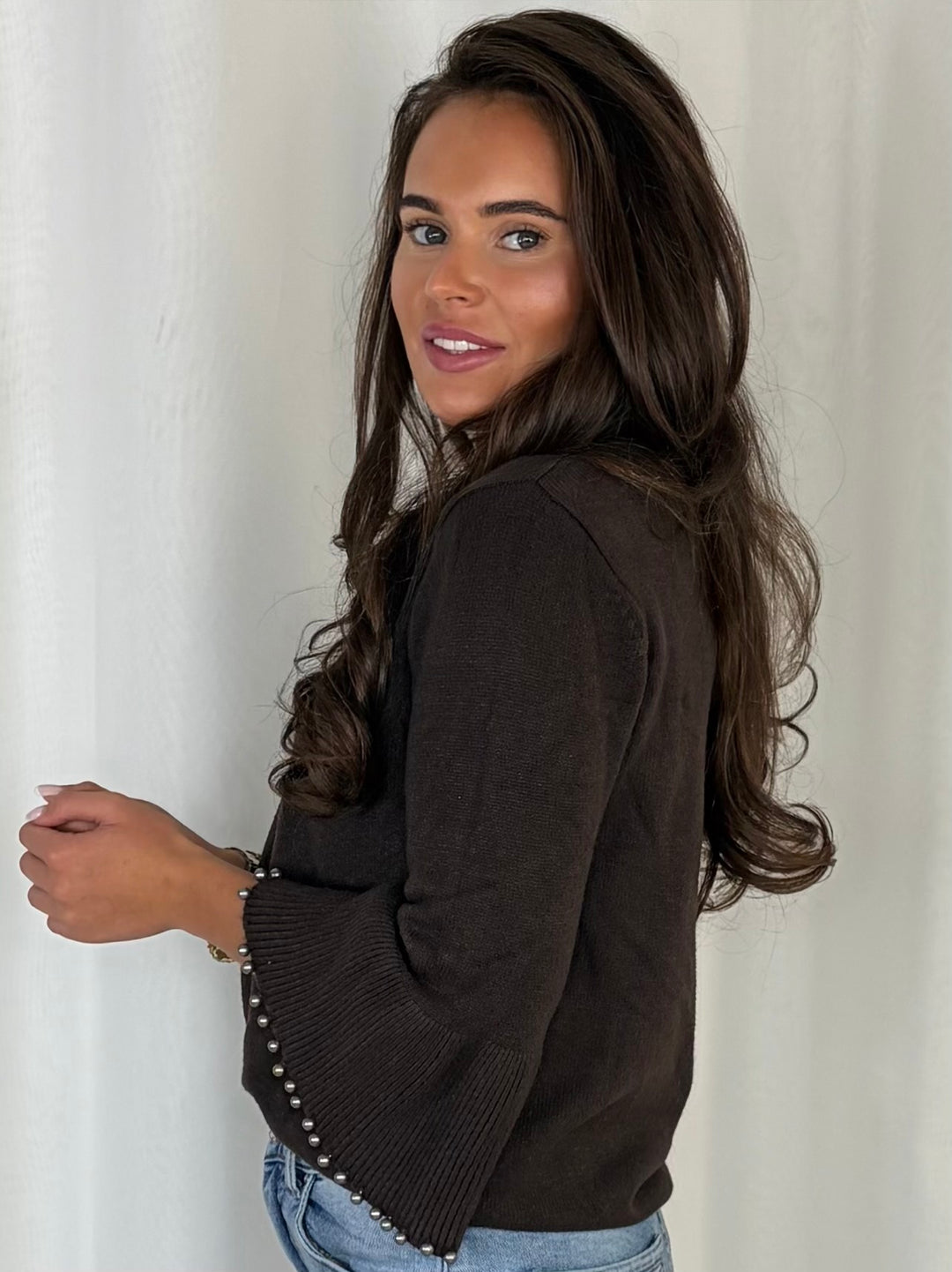 Pearl Embellished Sleeve Knit Top (6 Colours)