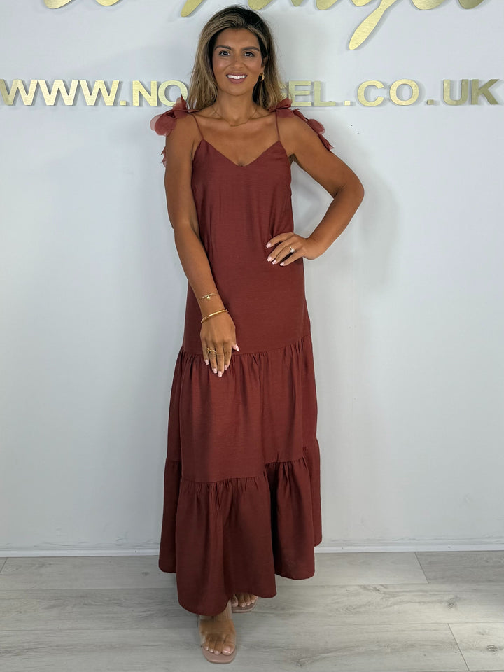 Flower Tie Straps V-Neck Maxi Dress (2 Colours)