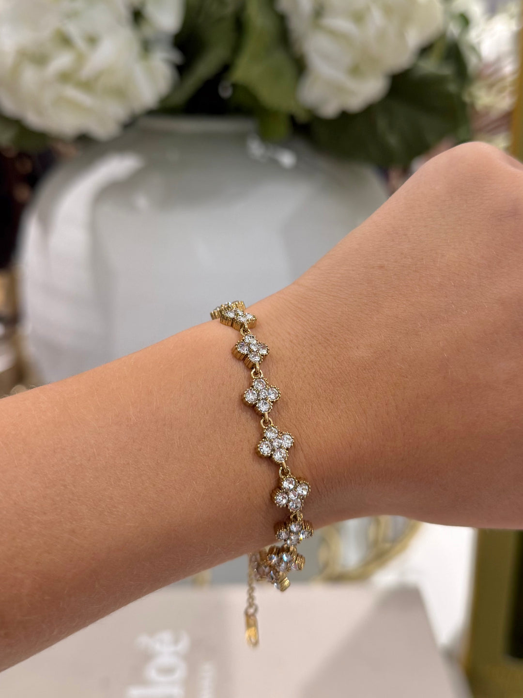 Gold Diamante Clover Bracelet