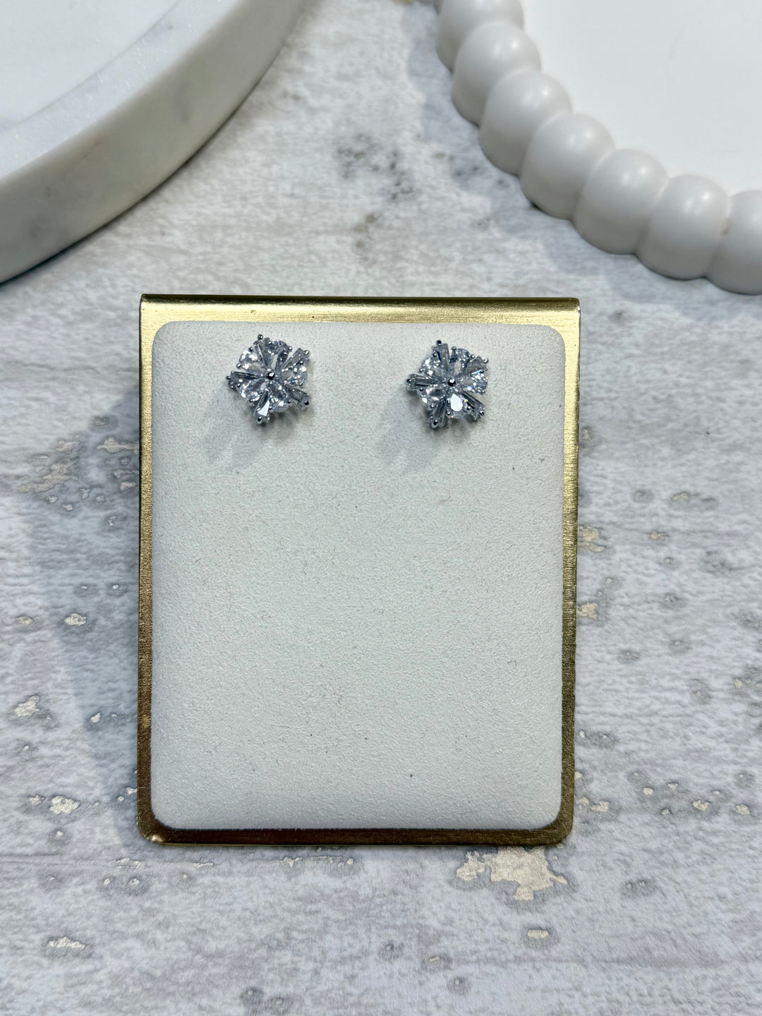Silver Flower Shard Earrings