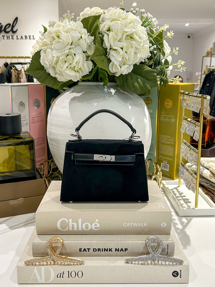 Faux Suede Silver Hardware Handbag (2 Colours)