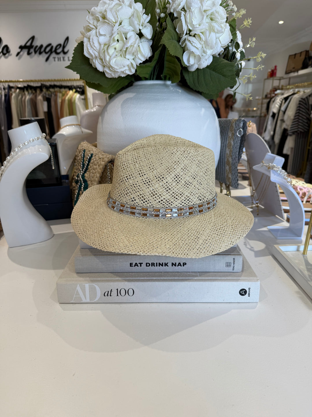 Jewelled Woven Straw Hat (2 Colours)