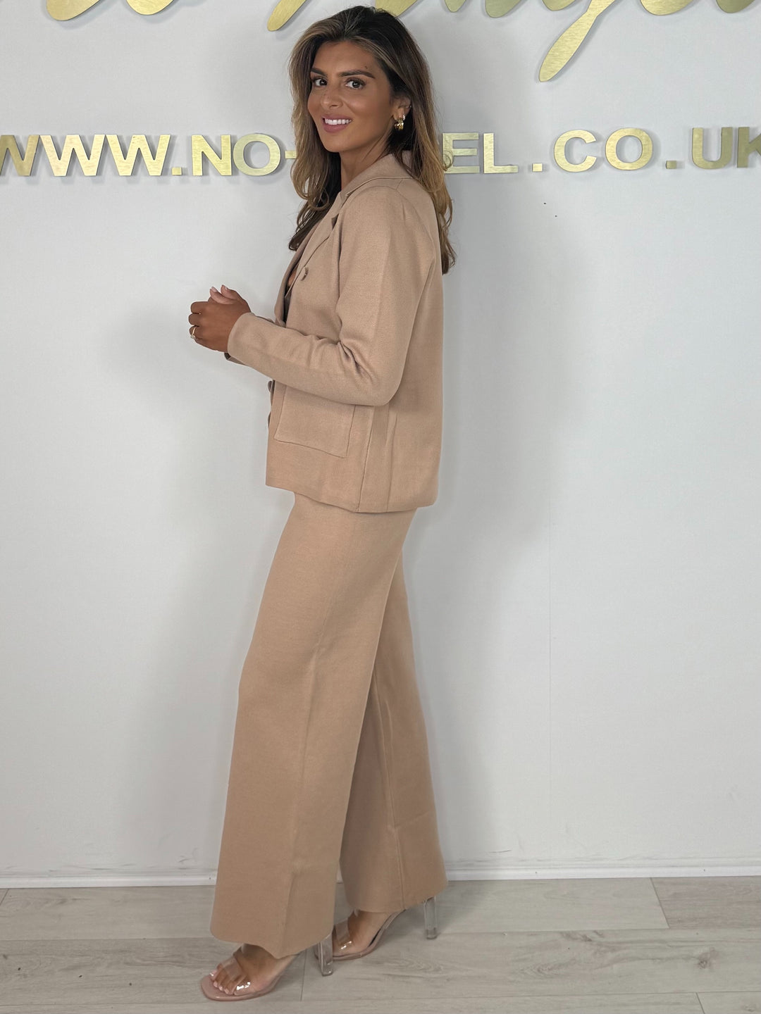 Flat Knit Collared Double Breasted Cardigan & Trouser Co-ord (2 Colours)