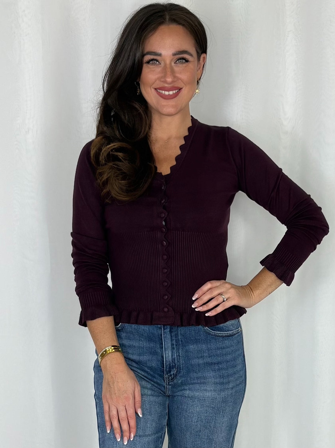 Frill Button Knit Top (5 Colours)