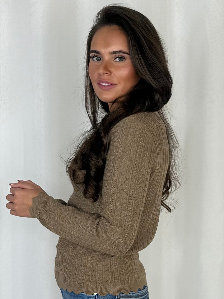 Fine Cable Knit Scallop Hem Jumper (7 Colours)