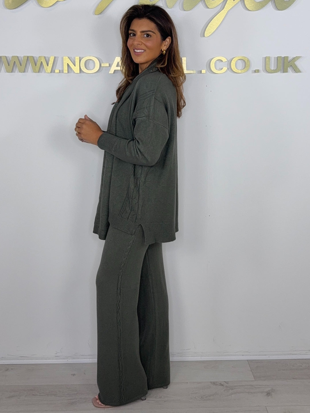 Soft Knit Cable Design Round Neck Top & Trouser Co-ord With Scarf (6 Colours)