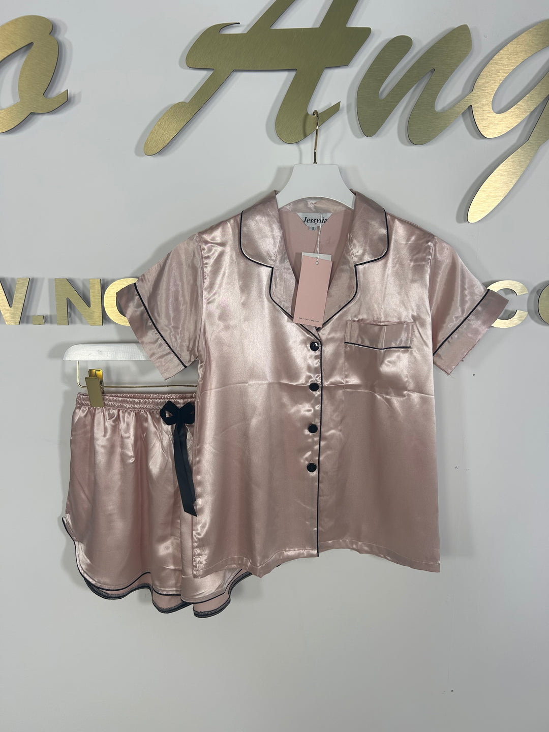 Satin Short Sleeve Pajama Set (3 Colours)