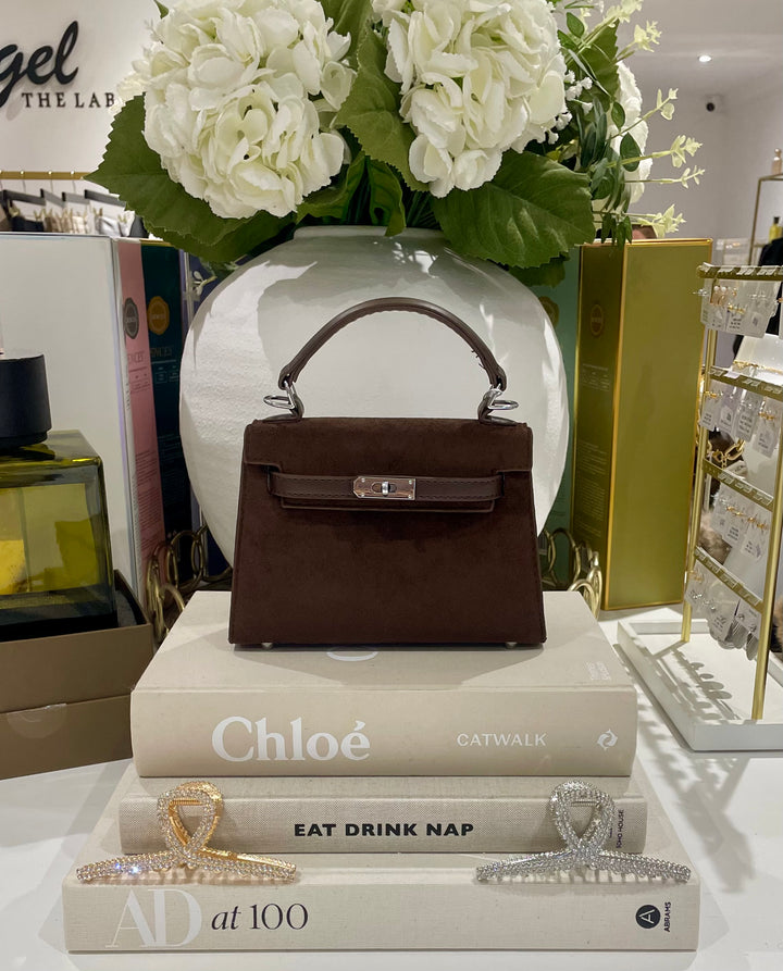 Faux Suede Silver Hardware Handbag (2 Colours)