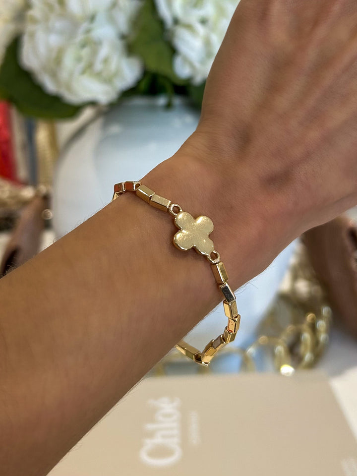 Square Beaded Flower Elasticated Bracelet (2 Colours)