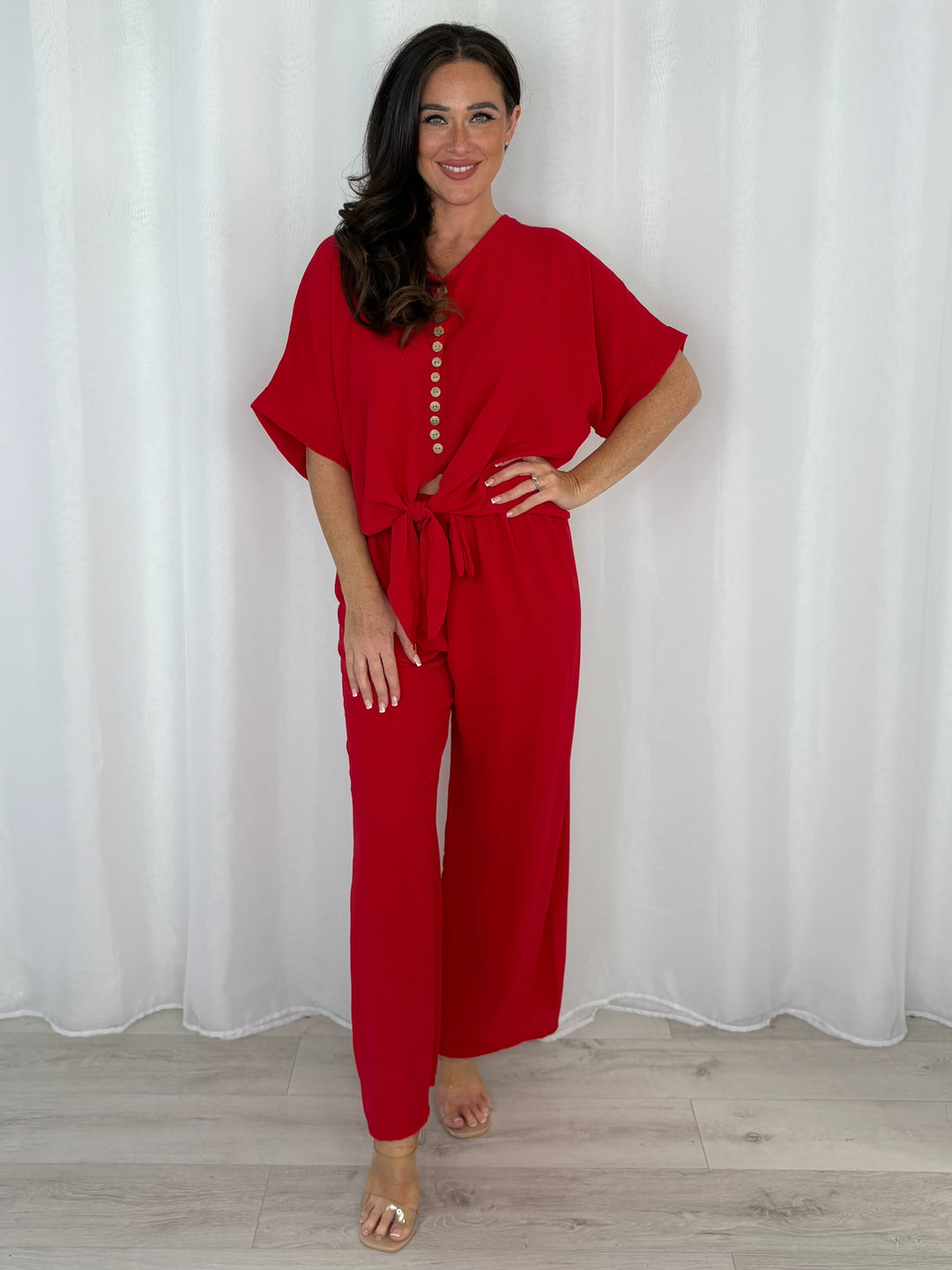 Tie Up Button Down Top And Trouser Co-Ord (5 Colours)