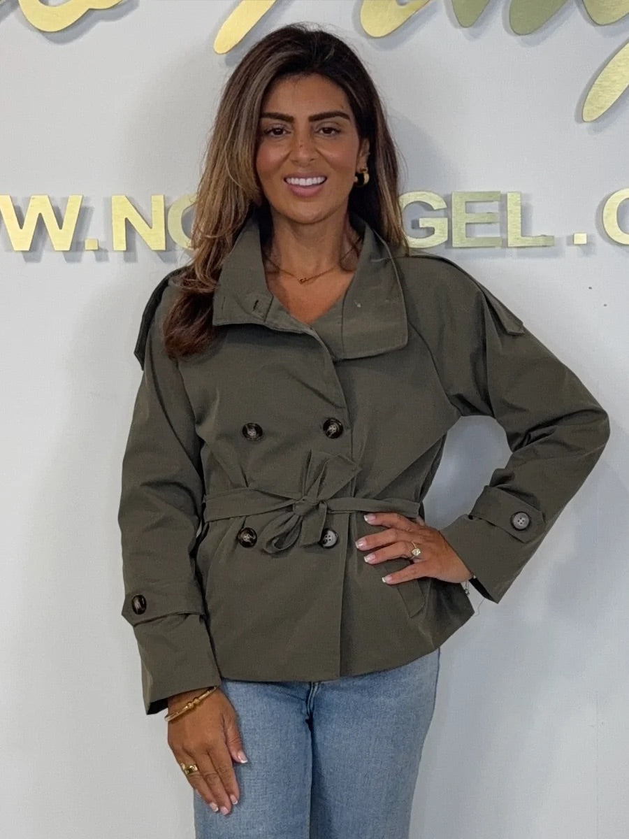 Collared Double Breasted Belted Parker Jacket (5 Colours)