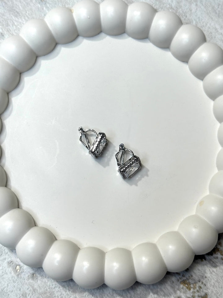 Square Diamonte Clip On Earrings