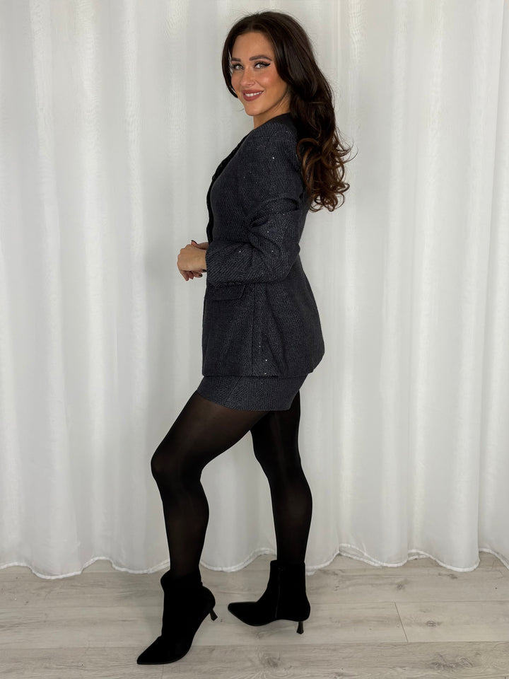 Sparkle Tweed Tailored Jacket And Shorts Co-Ord (2 Colours)