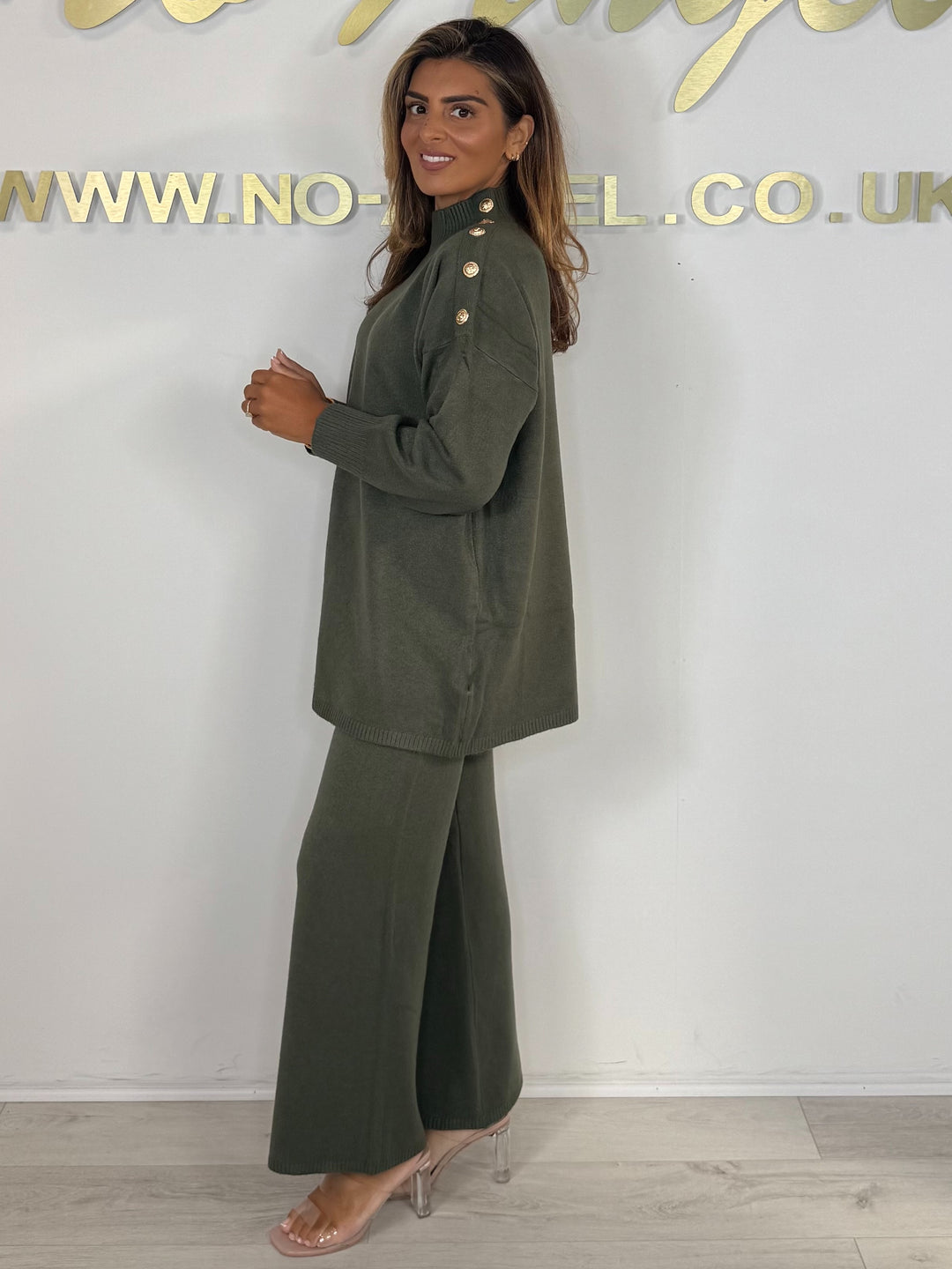 Longline Turtle Neck Gold Button Trouser Co-ord (5 Colours)