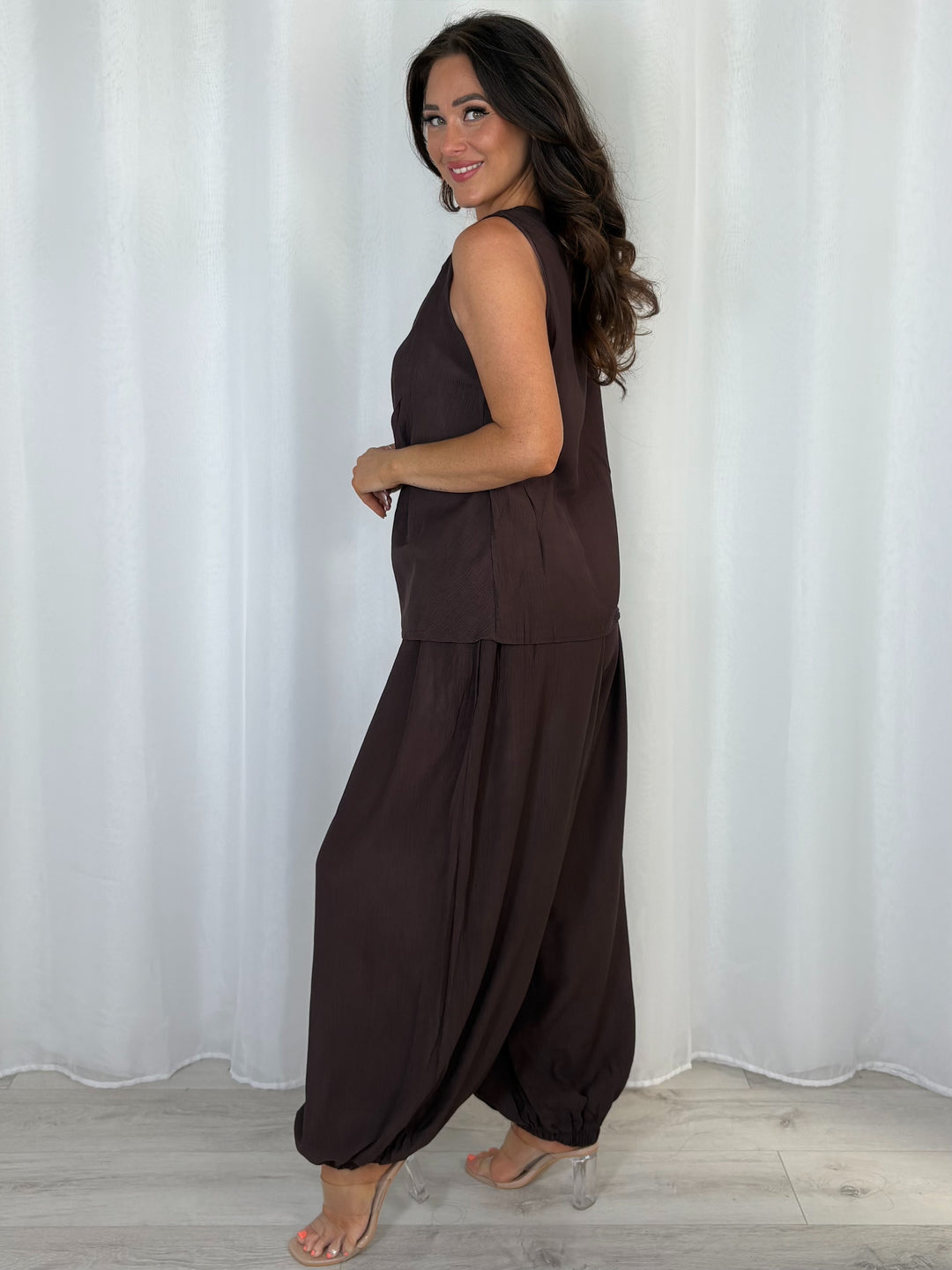 Harem Trouser Tie Side Vest Co-Ord (6 Colours)