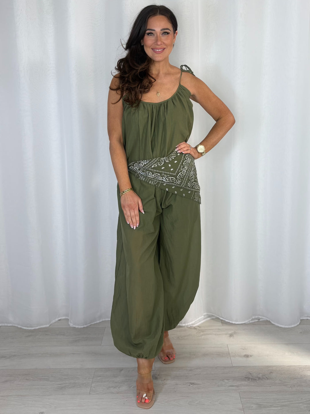 Bandana Scarf Balloon Jumpsuit (7 Colours)