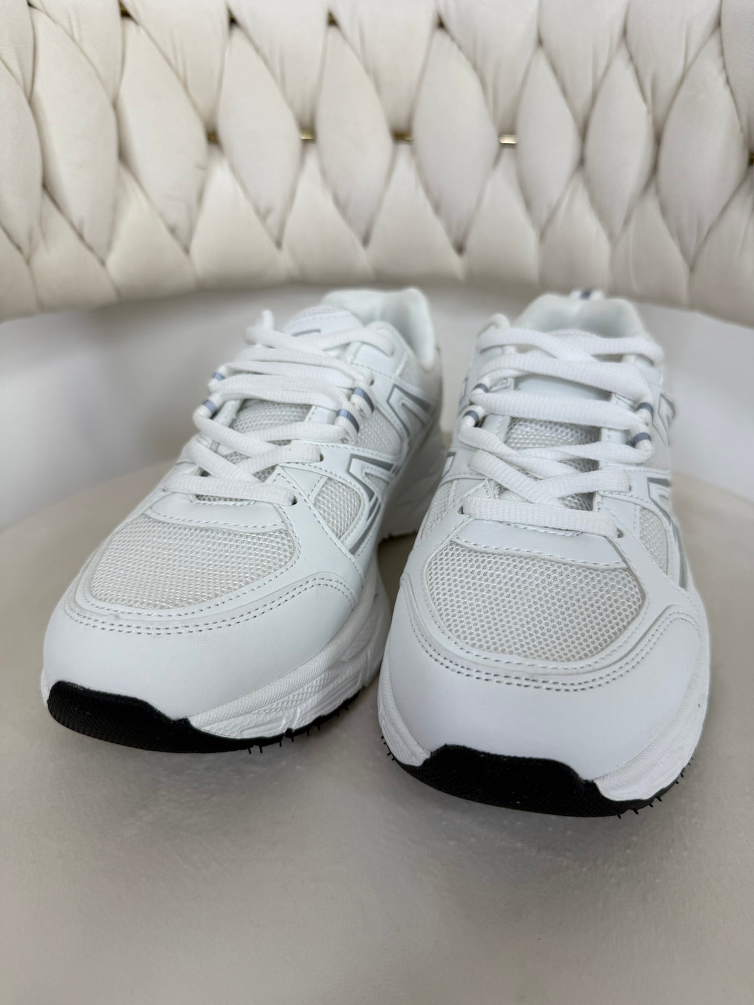 White Silver Detail Lace Up Trainers